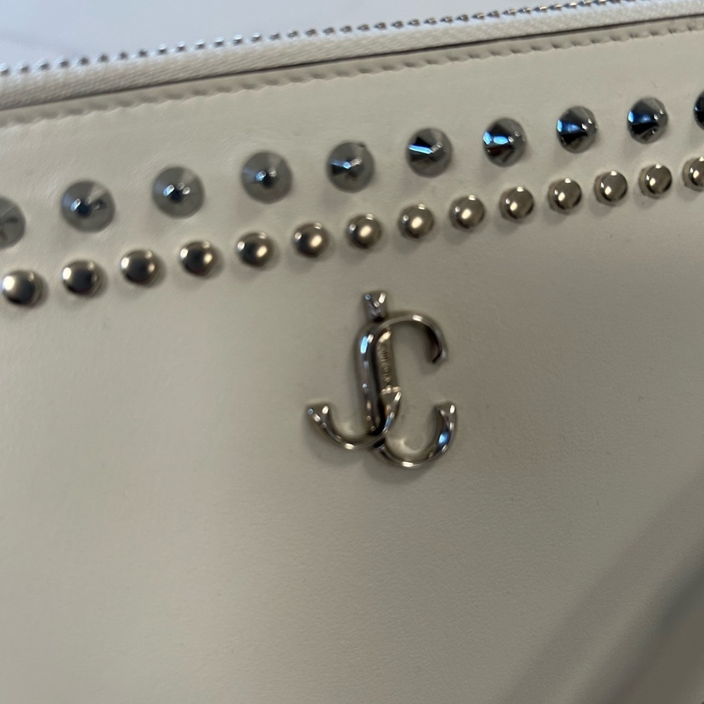 Jimmy Choo White Studded Wristlet Clutch
